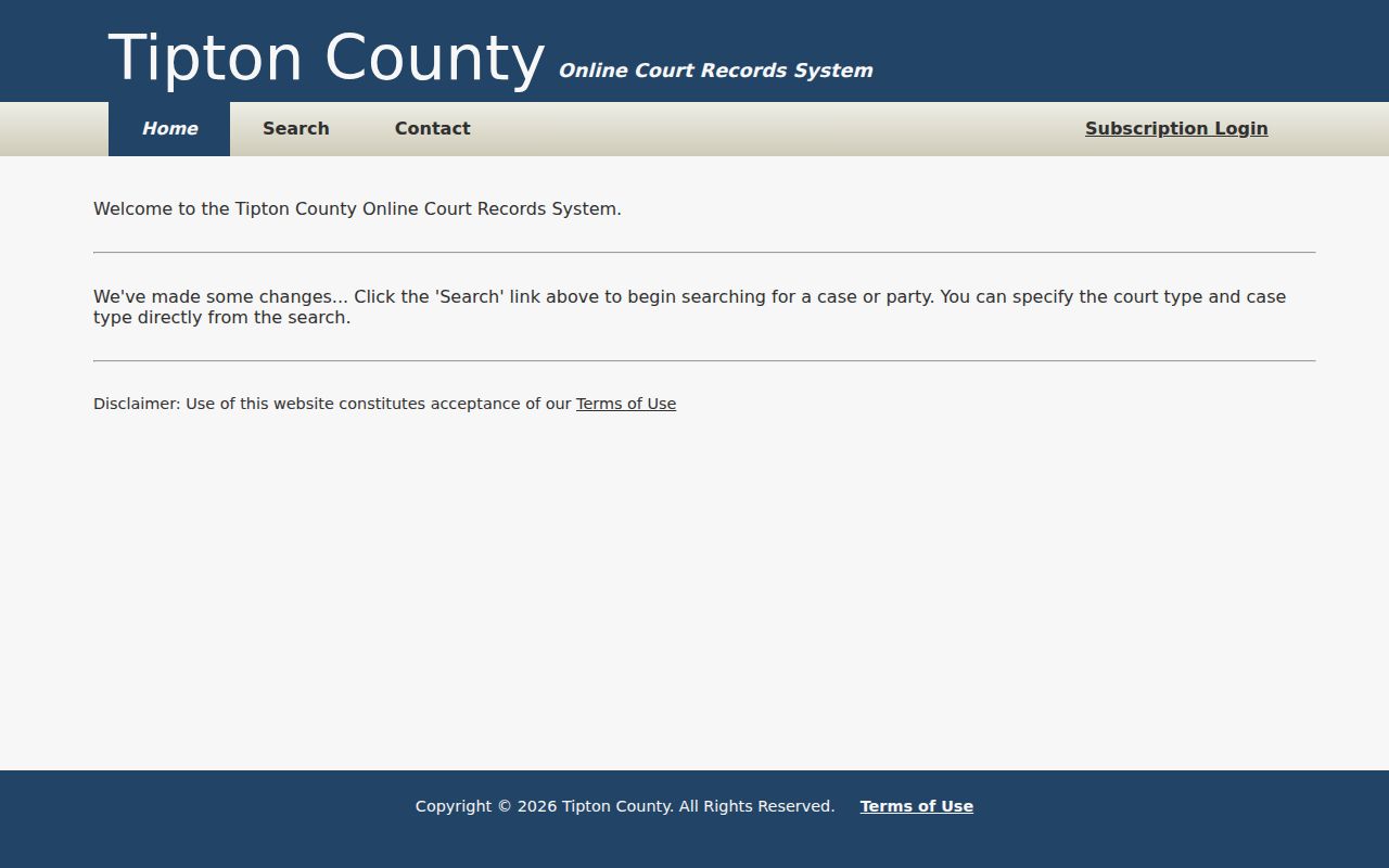 Tipton County warrant search: public entry to the county case records portal