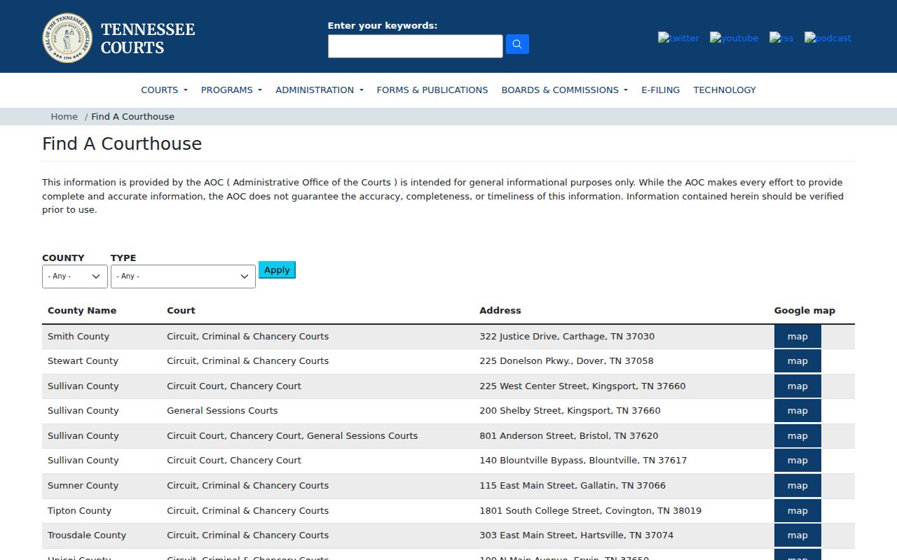 Tipton County bench warrant records: Tennessee court directory for local court routing