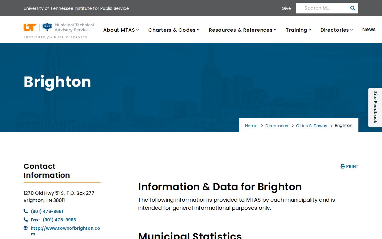 Brighton and Tipton County warrant records: town clerk, judge, and police contact directory