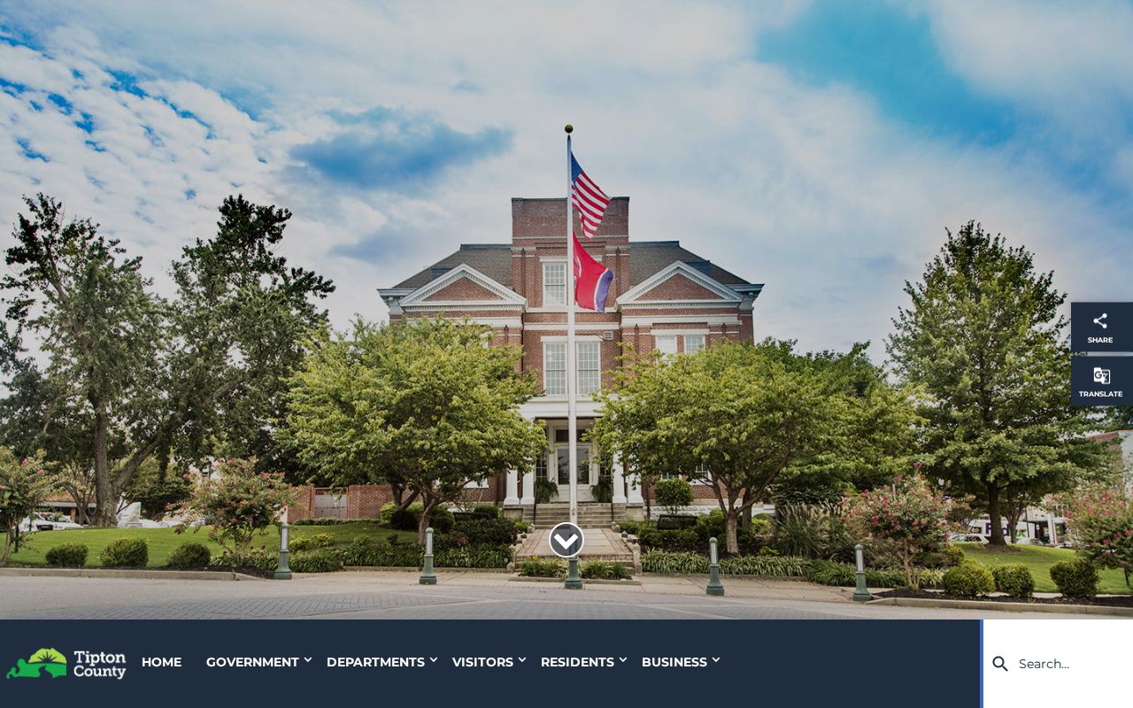 Tipton County warrant records: county government navigation and office links