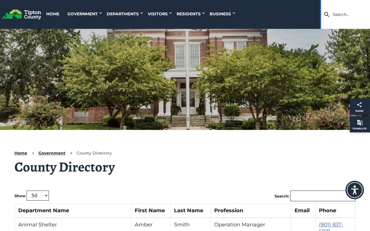 Tipton County warrant records: county office directory for courts and Sheriff